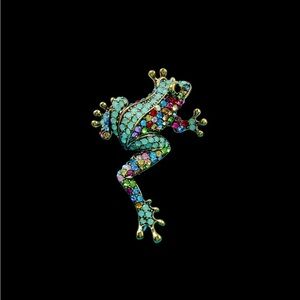 Rhinestone Frog Brooch Vivid Animal Pin Full Glasses Design Alloy Material